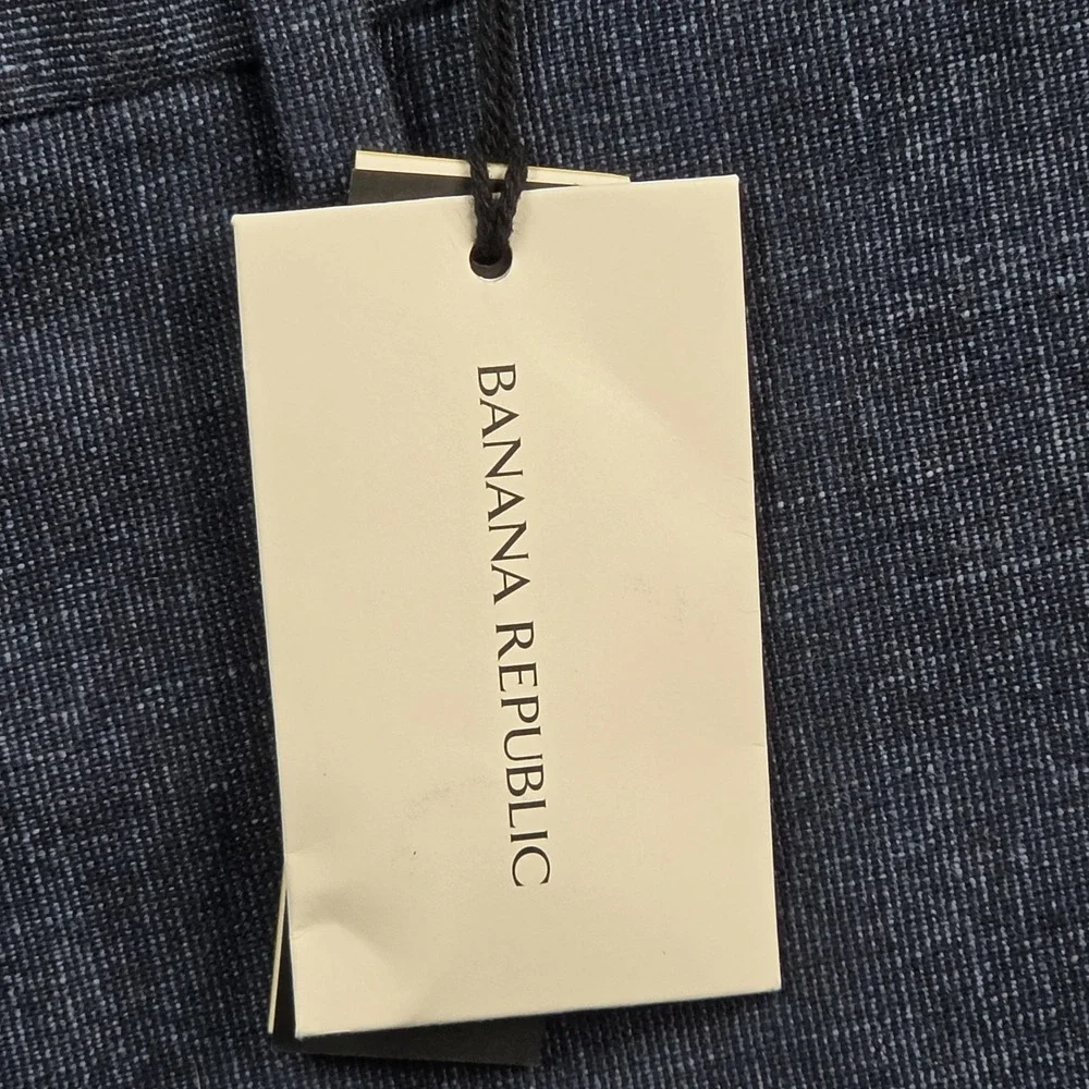 Banana Republic Tailored Slim Pants Mens 30x32 Heather Navy NWT Business Prep